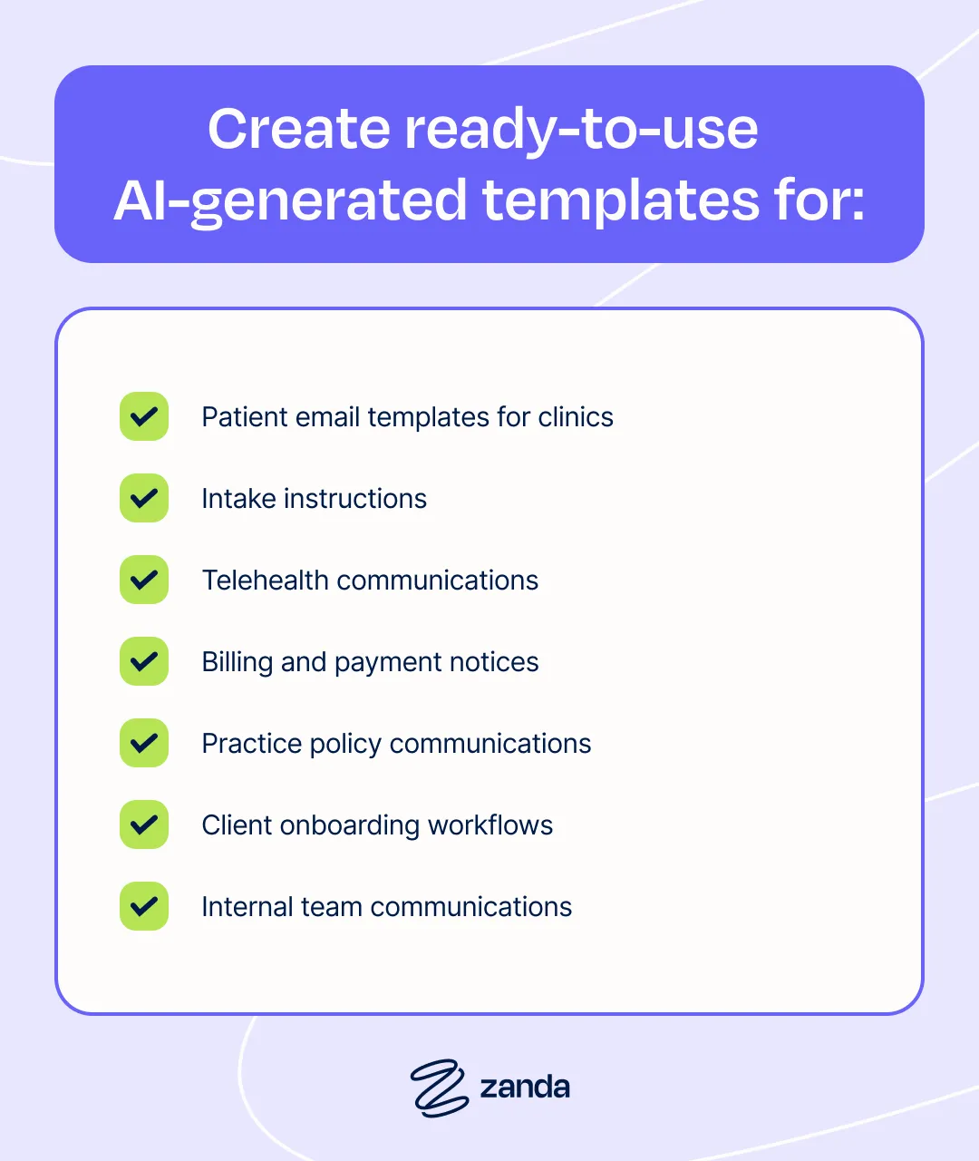 AI-generated templates for healthcare practices — ready-to-use list