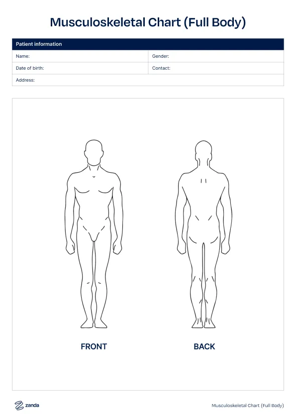 Preview of the Front & Back (Full Body) body chart template