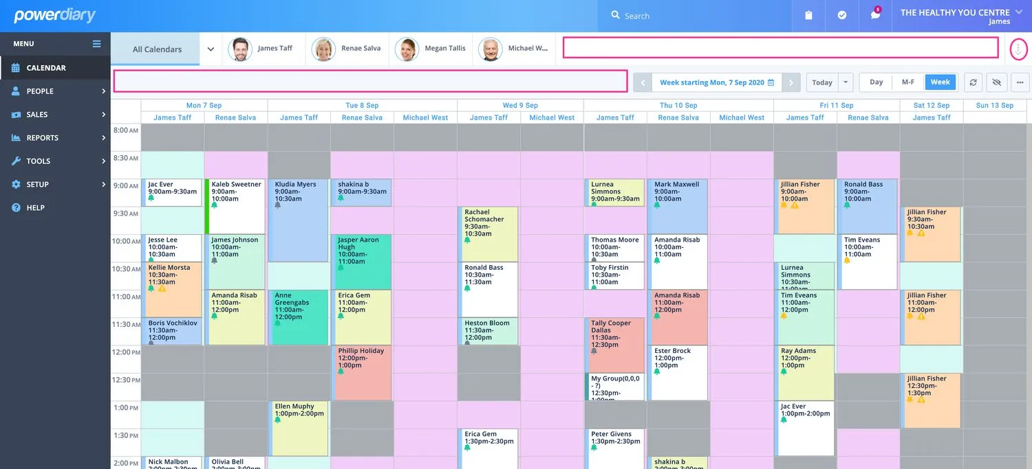 Old Power Diary calendar header with wasted space for practices with multiple calendars