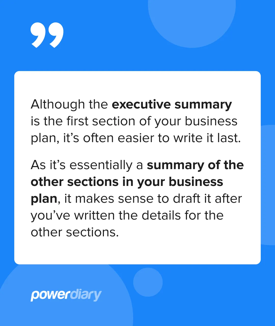 Executive summary section of a chiropractic business plan