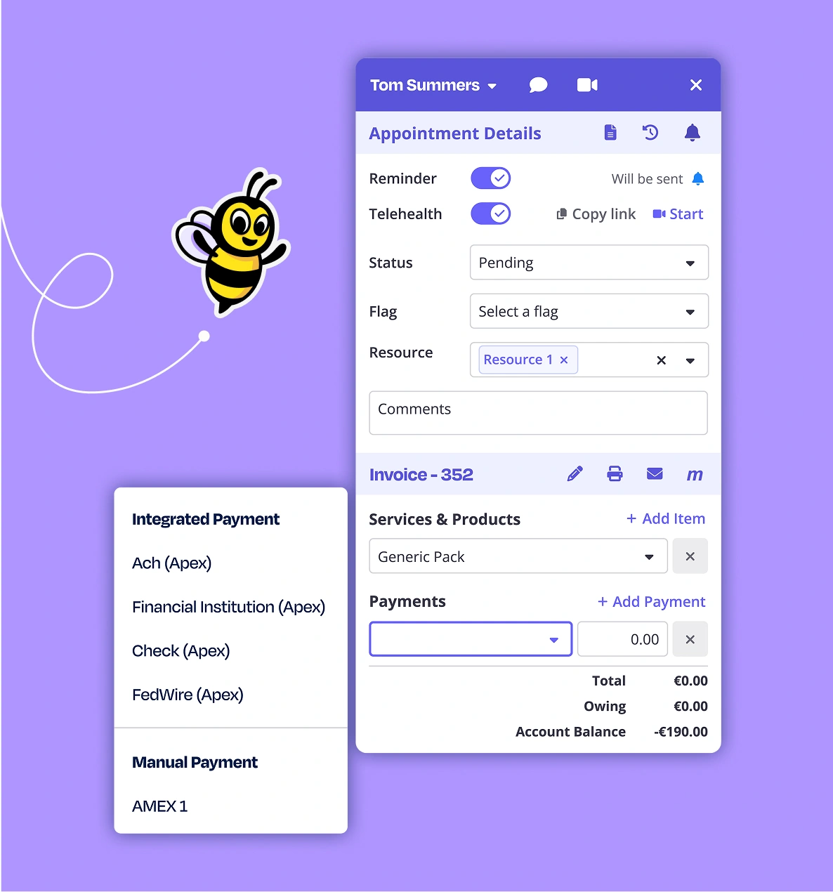 Client management with treatment note templates
