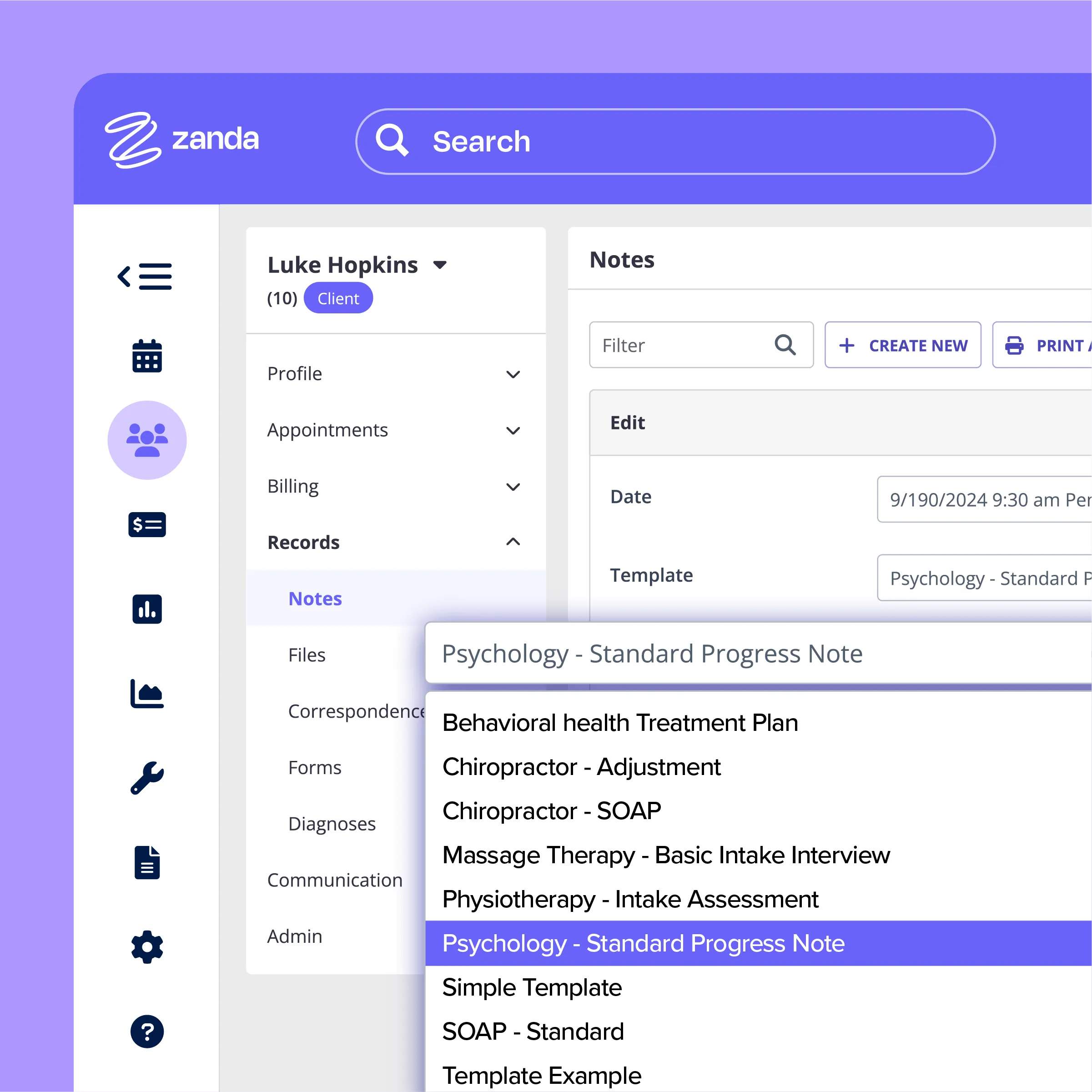 Zanda patient management with treatment note templates for dental clinics