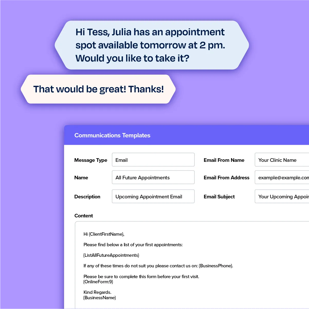 SMS & email communication