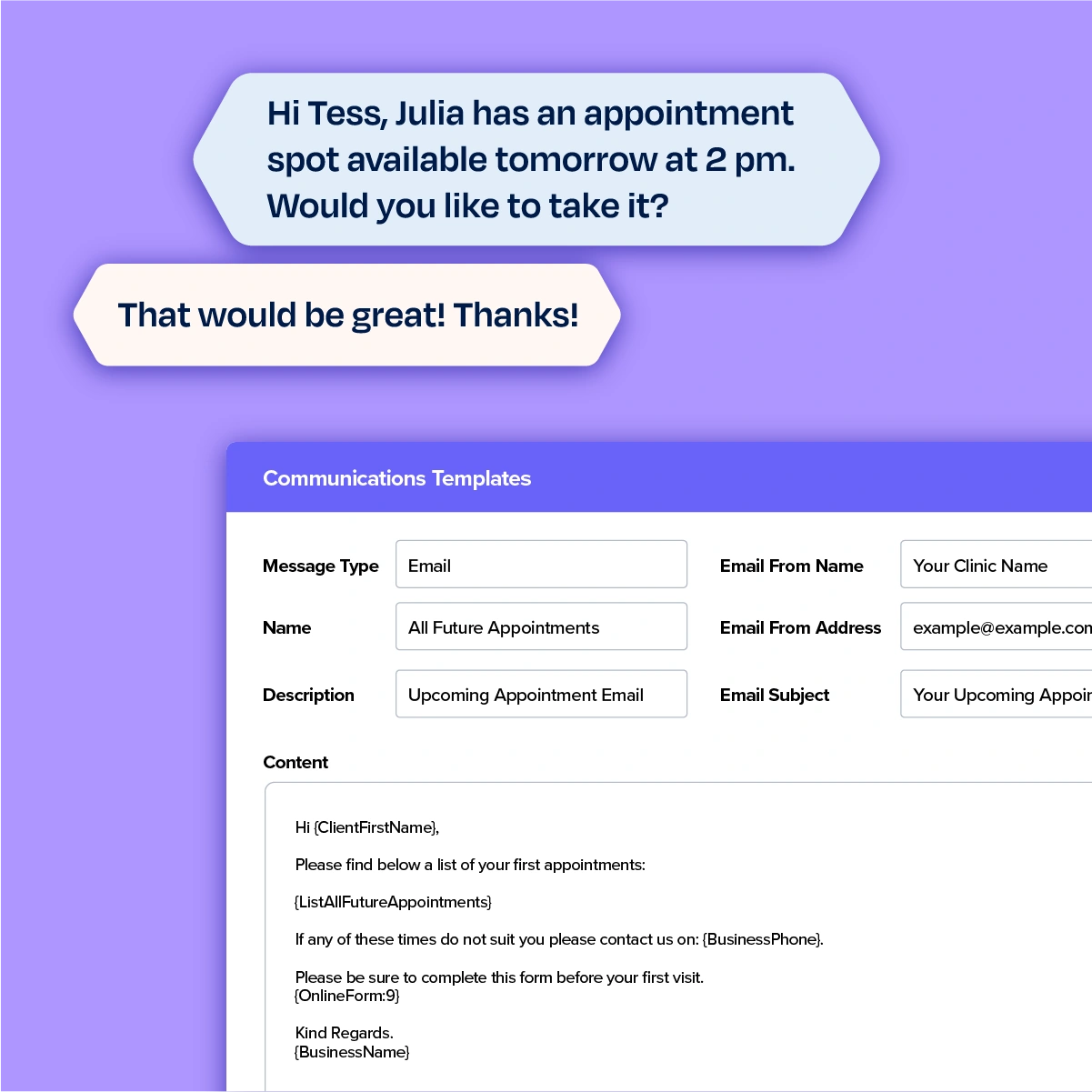 SMS & email communication