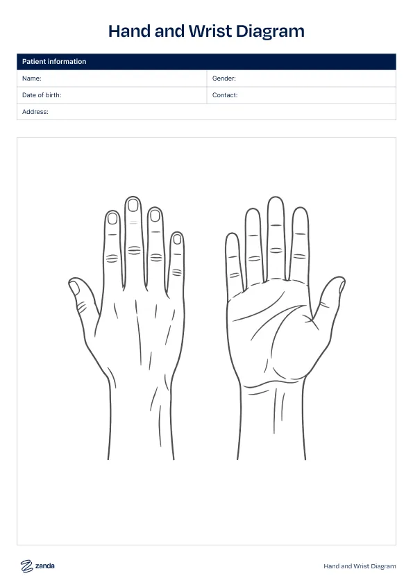 Preview of the Hand and Wrist Diagram body chart template