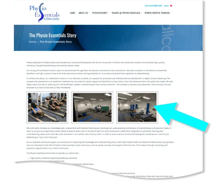 example of physio health practice website