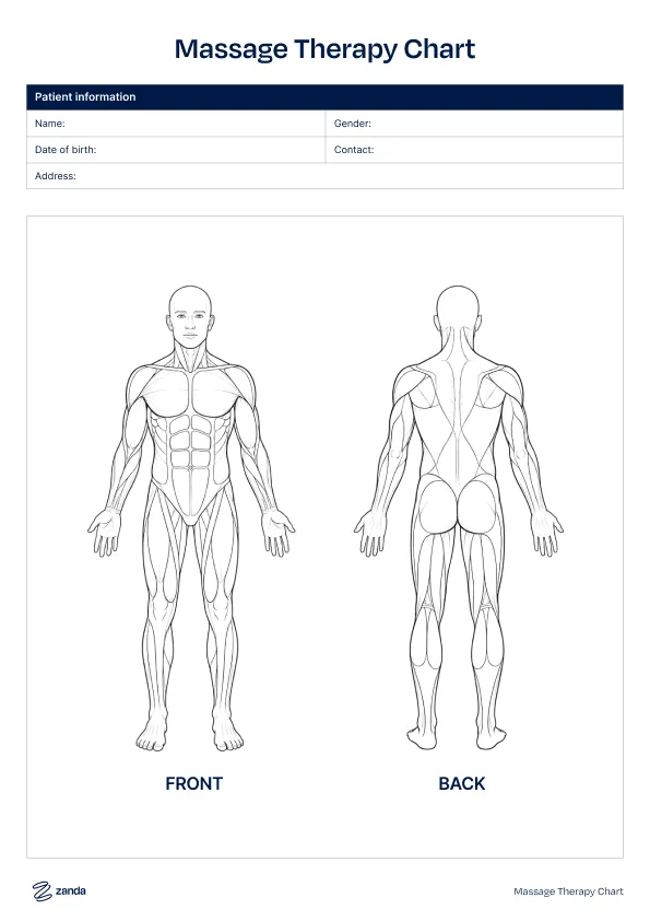 Preview of the Massage Therapy Chart body chart template