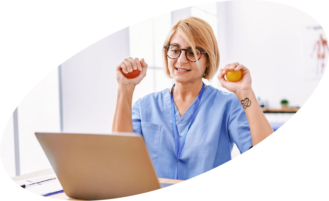Occupational therapist working with a client