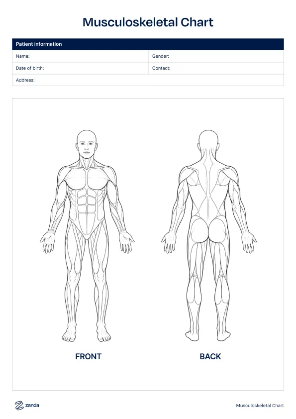 Preview of the Musculoskeletal Chart body chart template