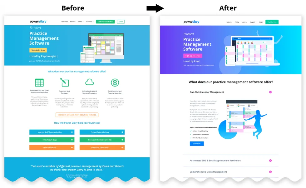 Old New Website Comparison