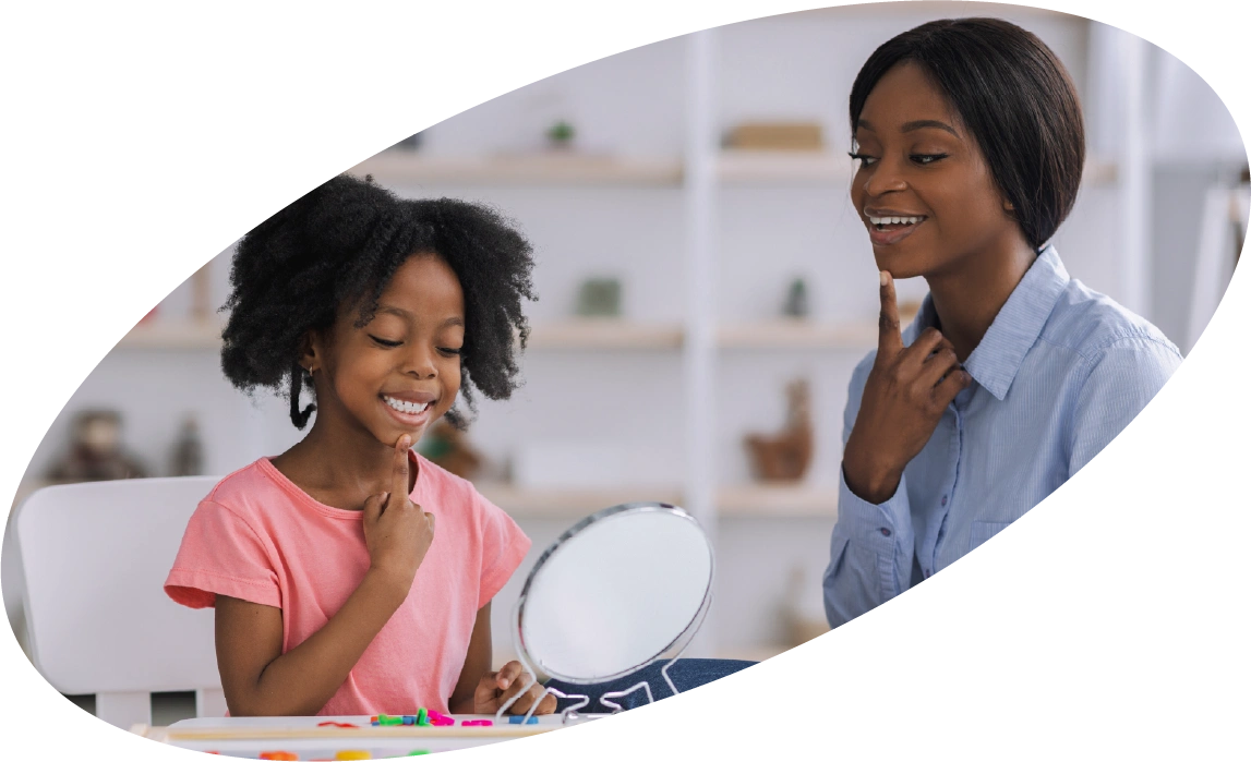 Speech therapist working with a client