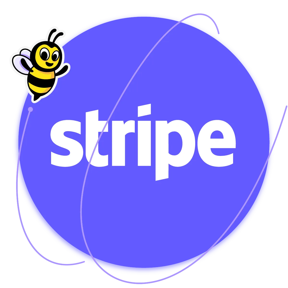 Stripe logo on a card with hand illustration