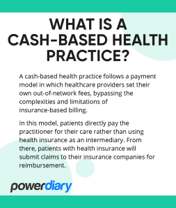 A cash-based health practice follows a payment model in which healthcare providers set their own out-of-network fees, bypassing the complexities and limitations of insurance-based billing.