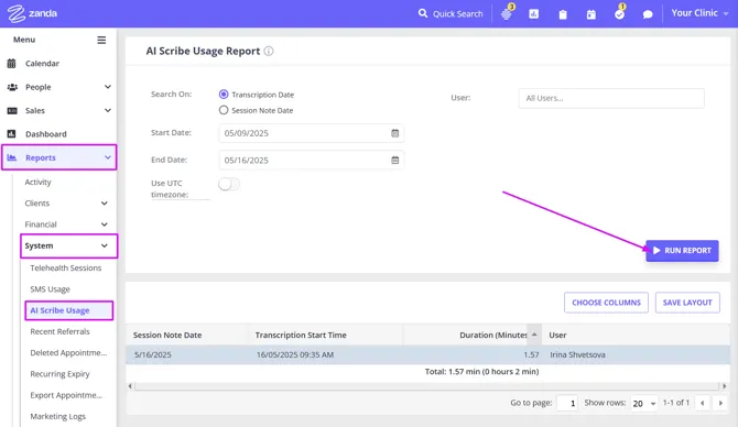 Scribe Usage Report