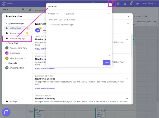 Notepad (Legacy) in Practice Hive