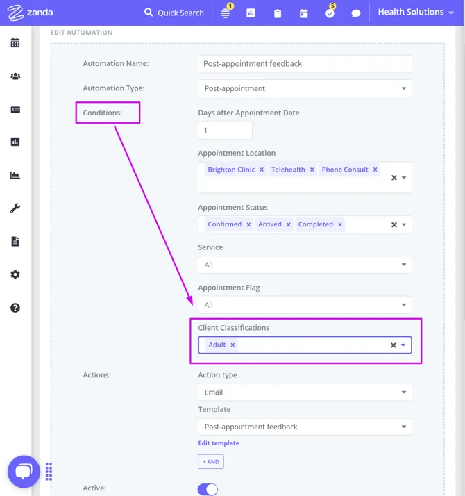 Post-app client classifications