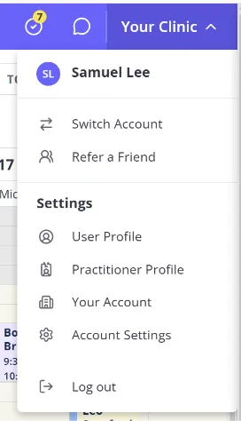 The redesigned User Menu showing Switch Account, Refer a Friend, Settings shortcuts, and Log out